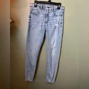 Loft Women's Size 8 Light Blue Distressed High Waist Skinny Ankle Denim Jeans